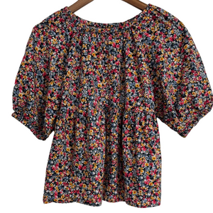 Old Navy Floral-Print Puff-Sleeve Babydoll Top Women’s Medium